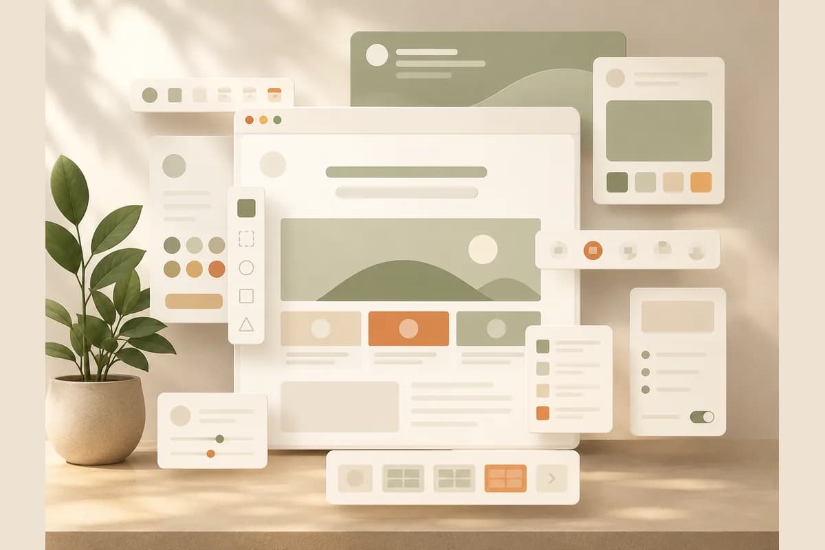A dense enterprise landing page builder shown as one browser window buried under floating panels, illustrating how heavy Instapage feels for a single page.