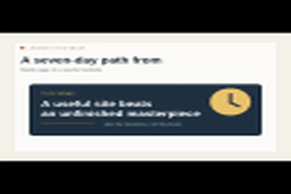 A simple website launch plan represented by a browser window and a seven-day clock