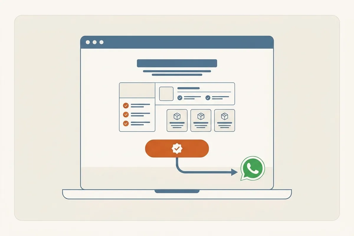 Cara bikin landing page yang konversi tanpa coding: dari satu kalimat prompt, sebuah landing page fokus satu tujuan langsung tersusun dengan satu tombol menuju WhatsApp