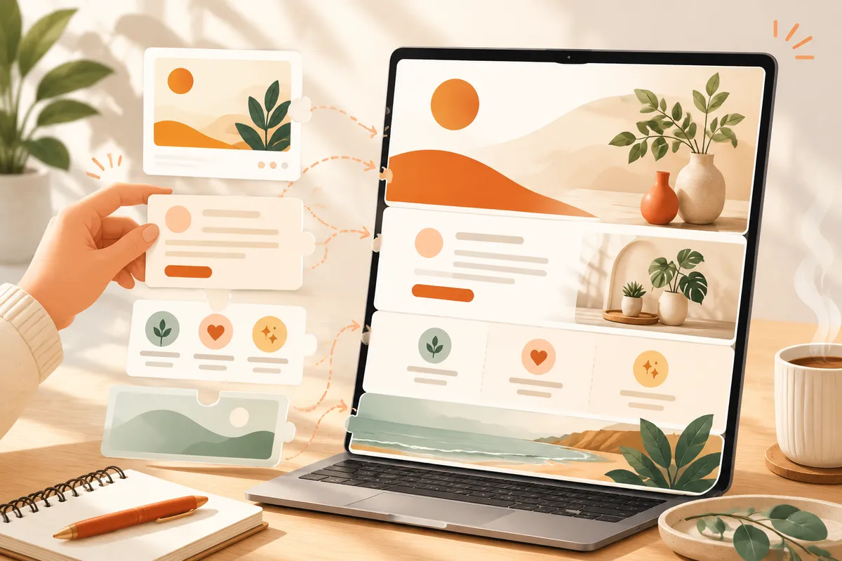 Building a website without code by snapping sections together