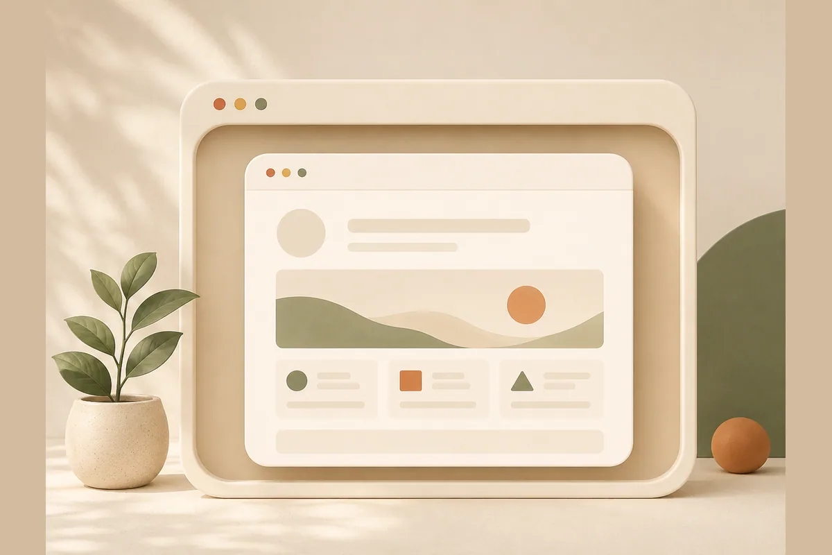 A browser window mockup nested inside a larger blank frame, representing a website tool rebranded under an agency's own shell.