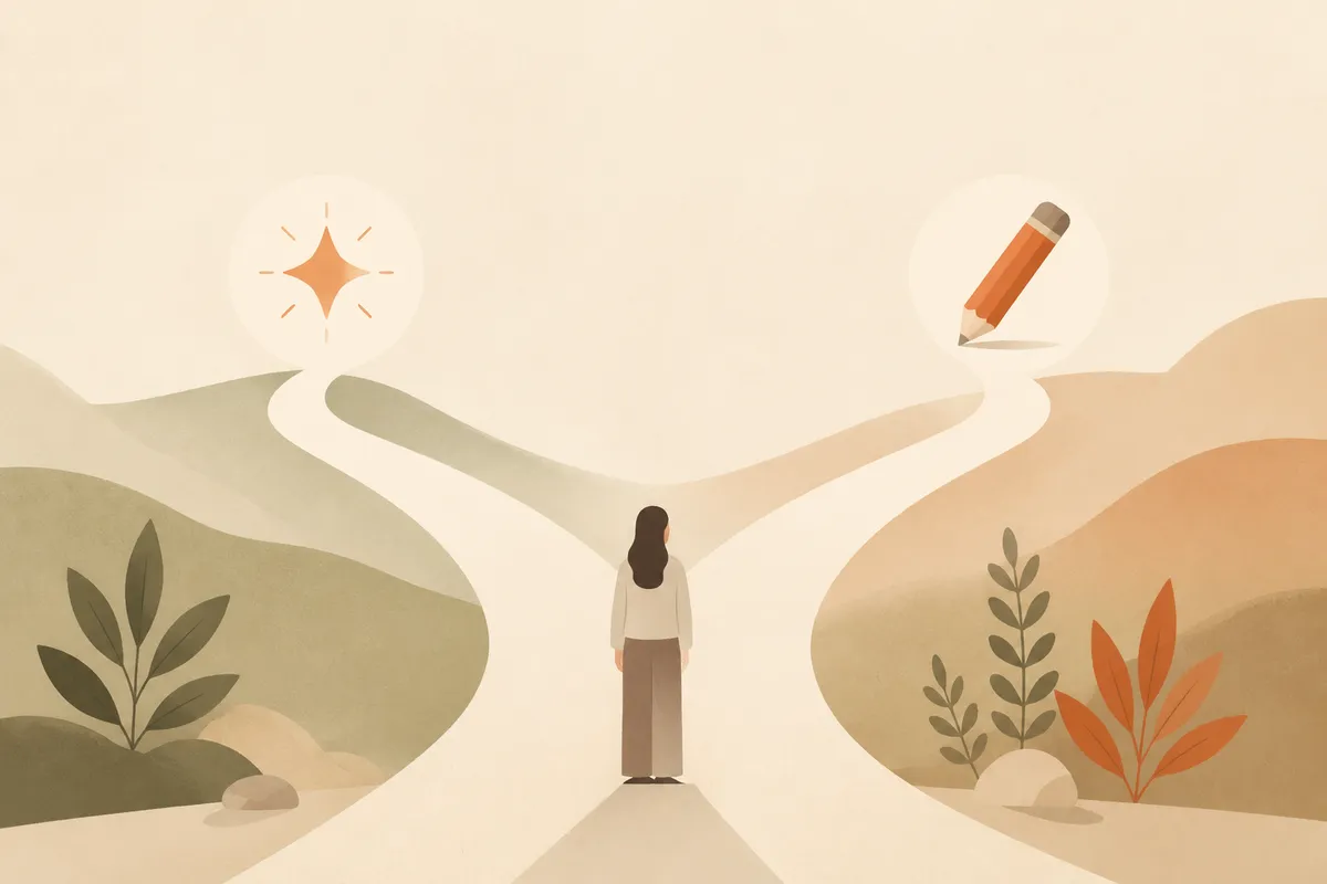 Two paths to a website, an AI builder and a designer