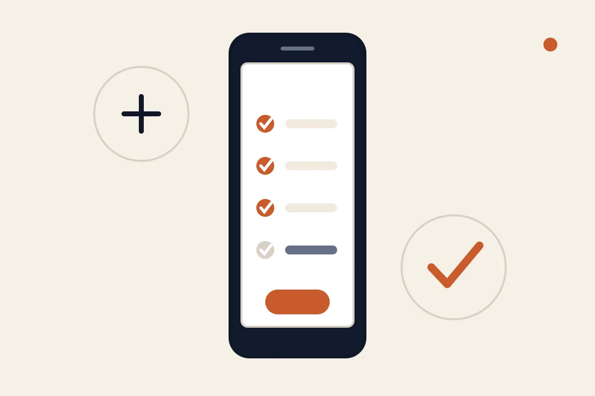 Checklist peluncuran website yang tampil di layar smartphone
