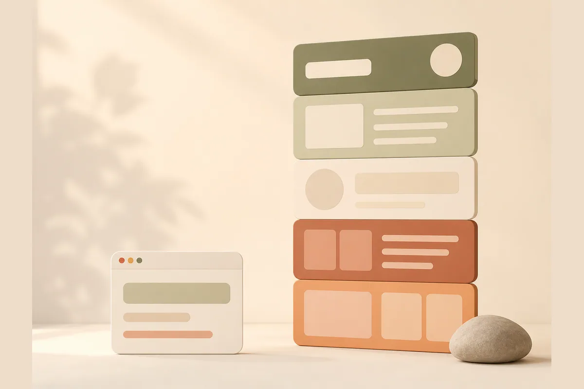 A tall stack of blocks looming over a small simple browser card, representing Instapage enterprise pricing against a lighter alternative.