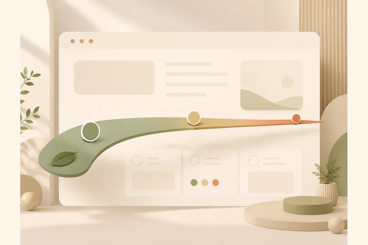 Illustration of a price ribbon with three markers, representing the range of website service prices.