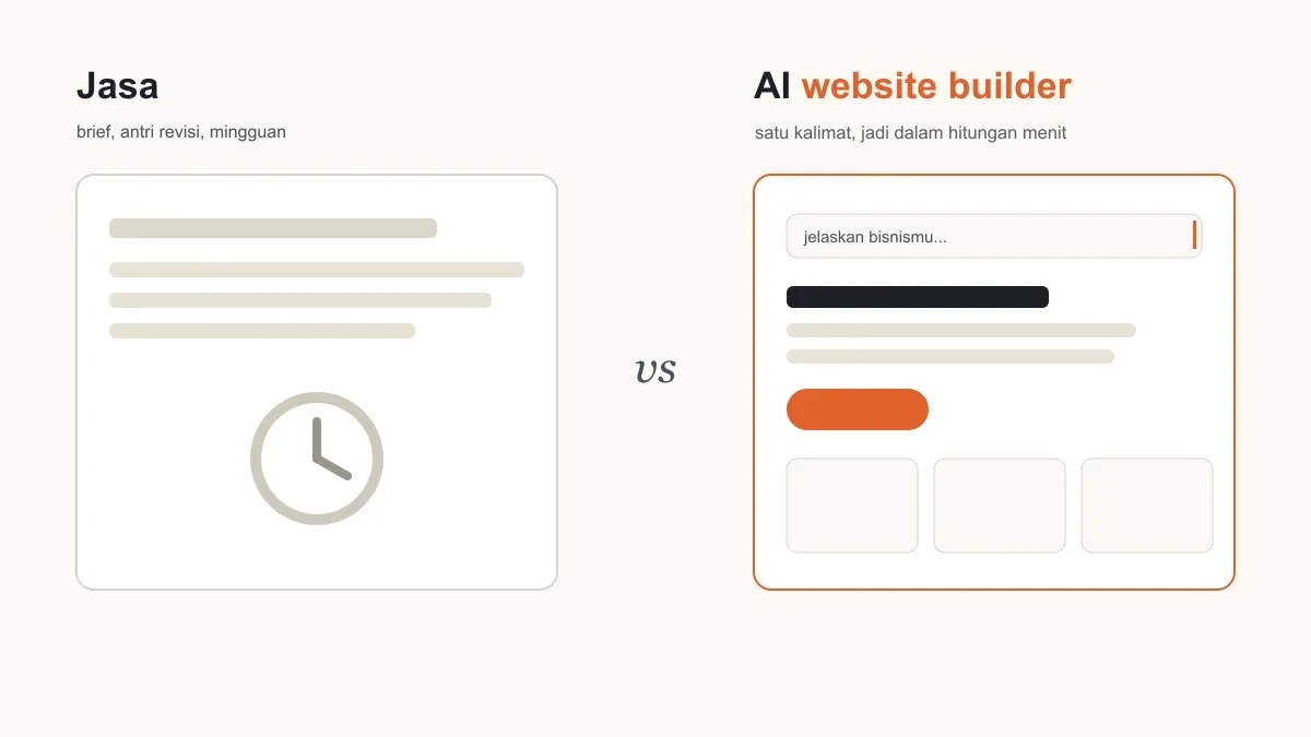 Perbandingan jasa pembuatan website dengan AI website builder