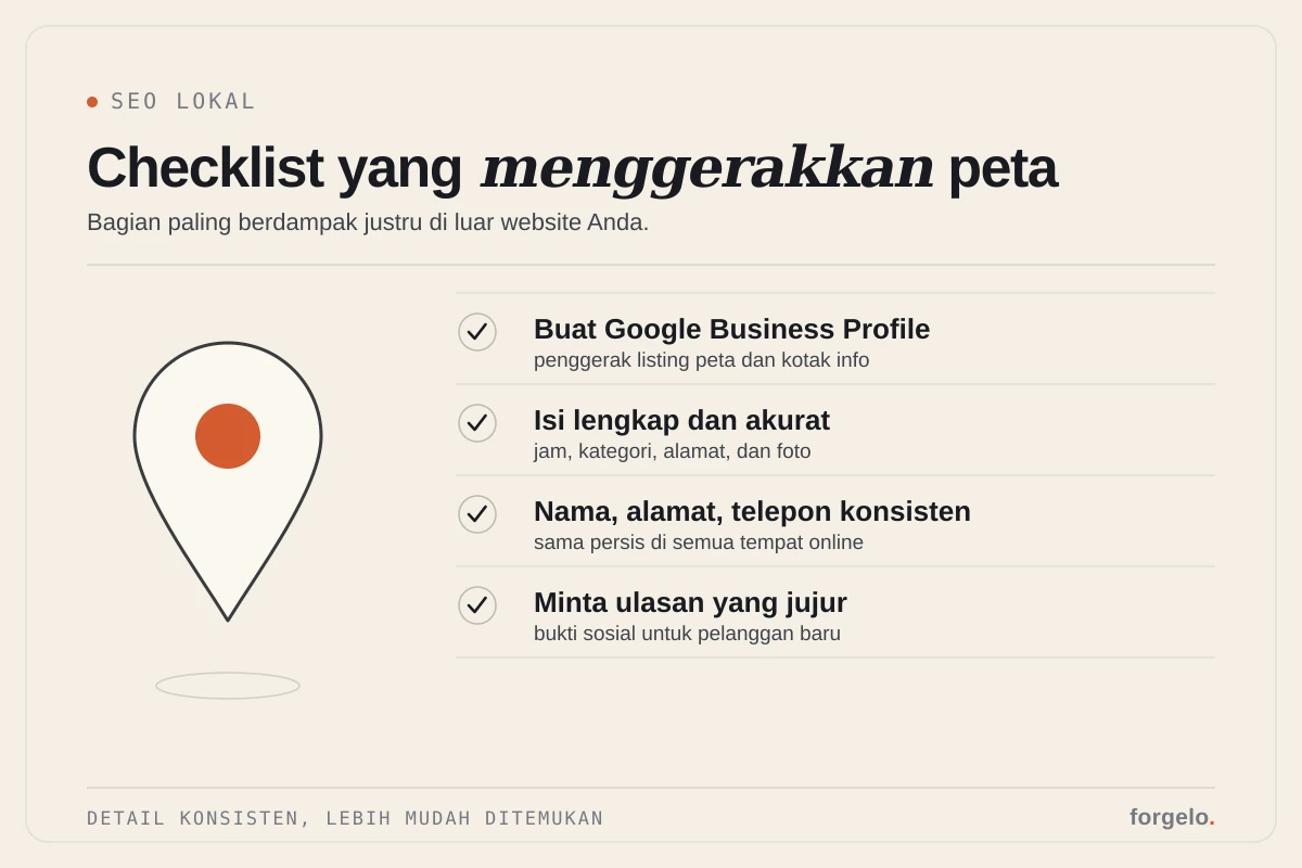 Checklist SEO dasar untuk membantu website baru muncul di Google