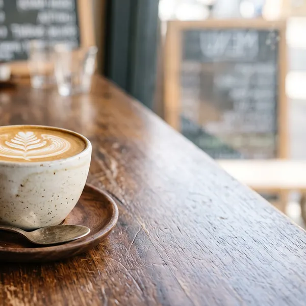 ceramic cup of specialty coffee served at the bar