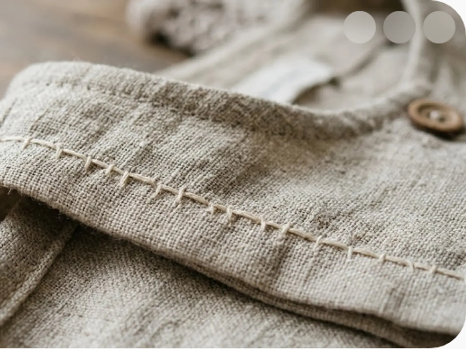 detail of a handmade garment with fine stitching