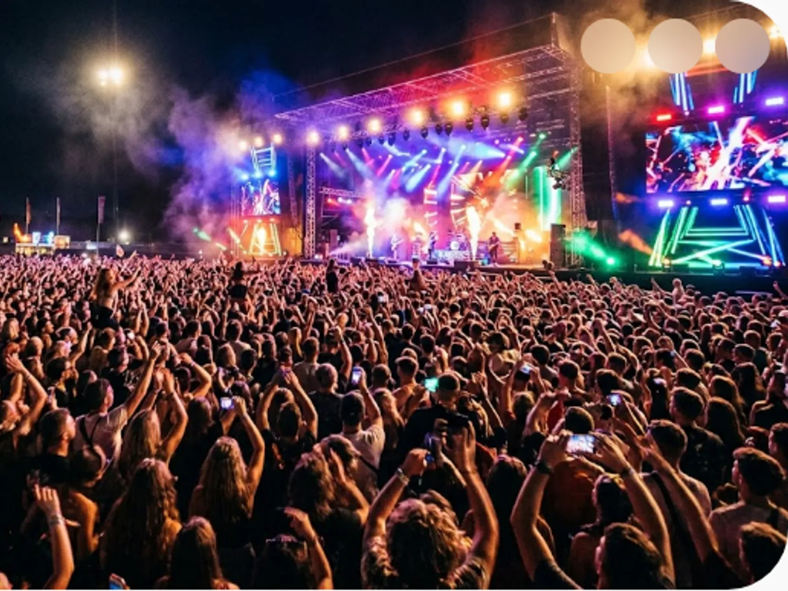 large festival crowd facing a brightly lit stage at night