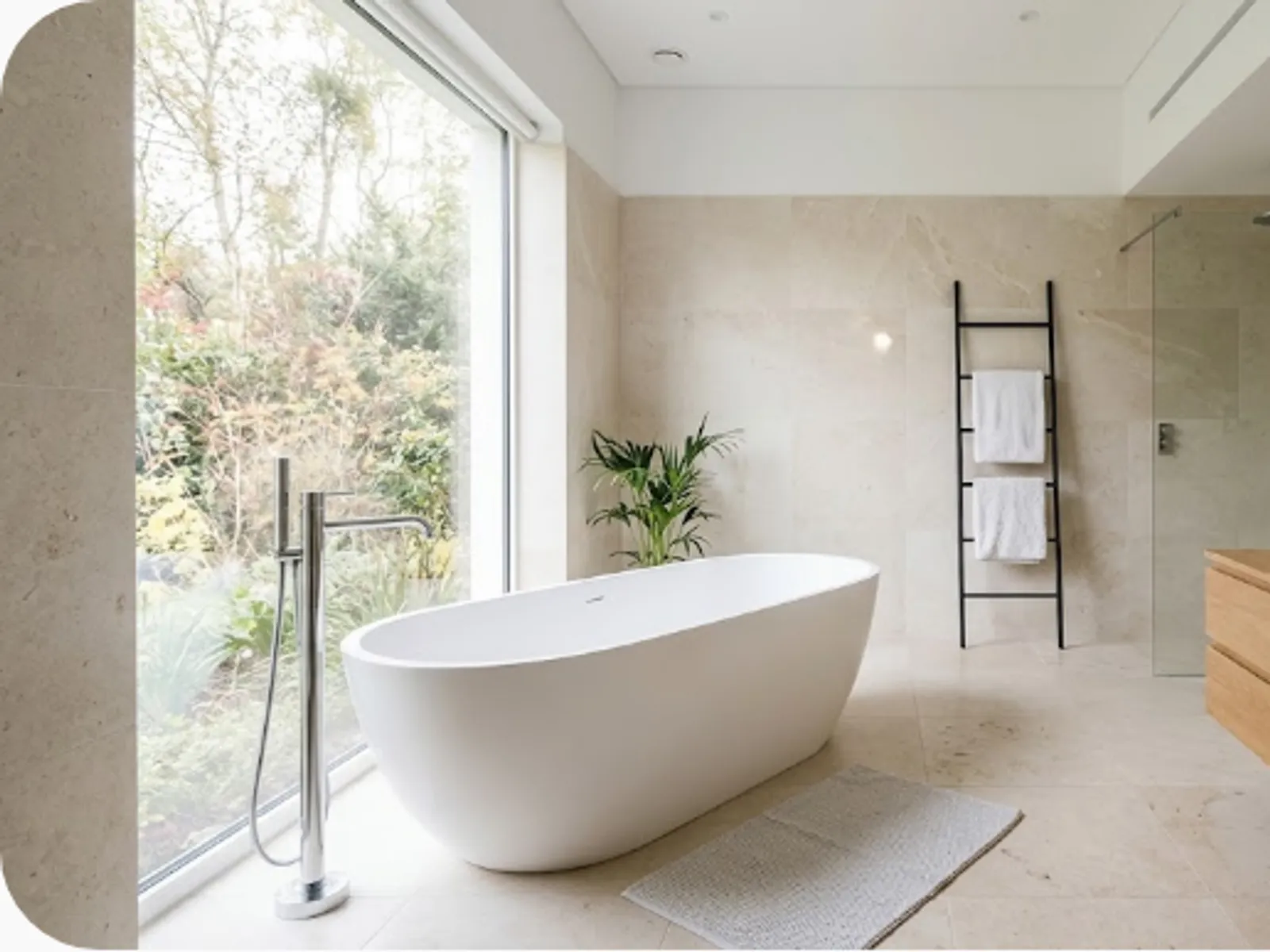 modern bathroom with clean tiling and soft light