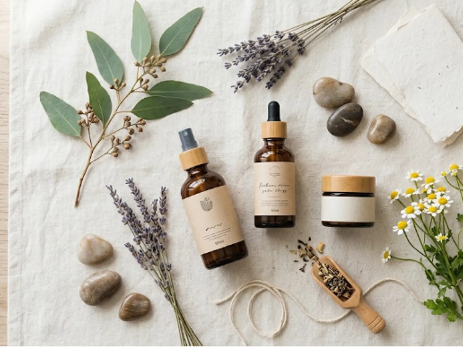 styled brand product flat lay on a neutral surface
