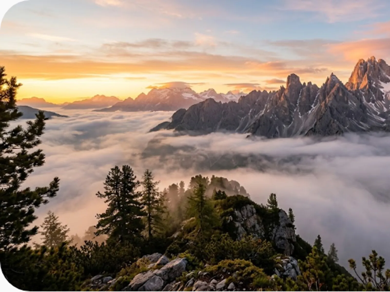 serene mountain landscape at golden hour