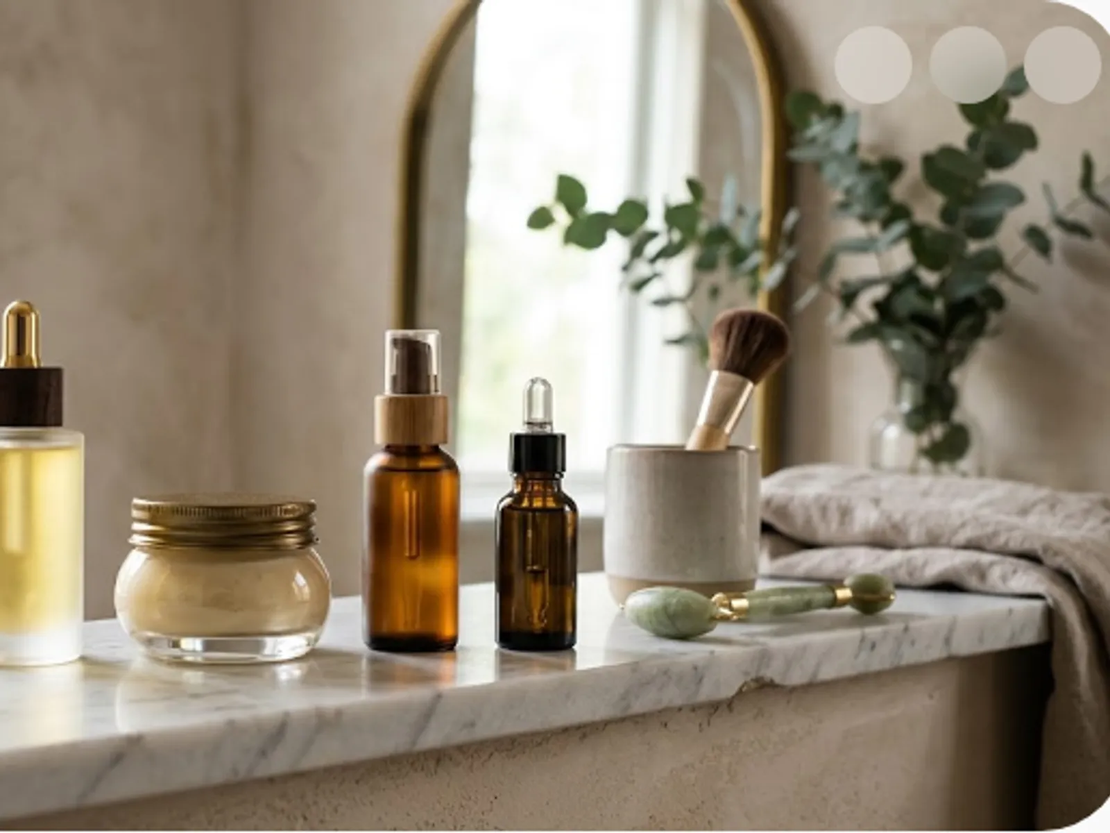 skincare and beauty products arranged neatly on a shelf