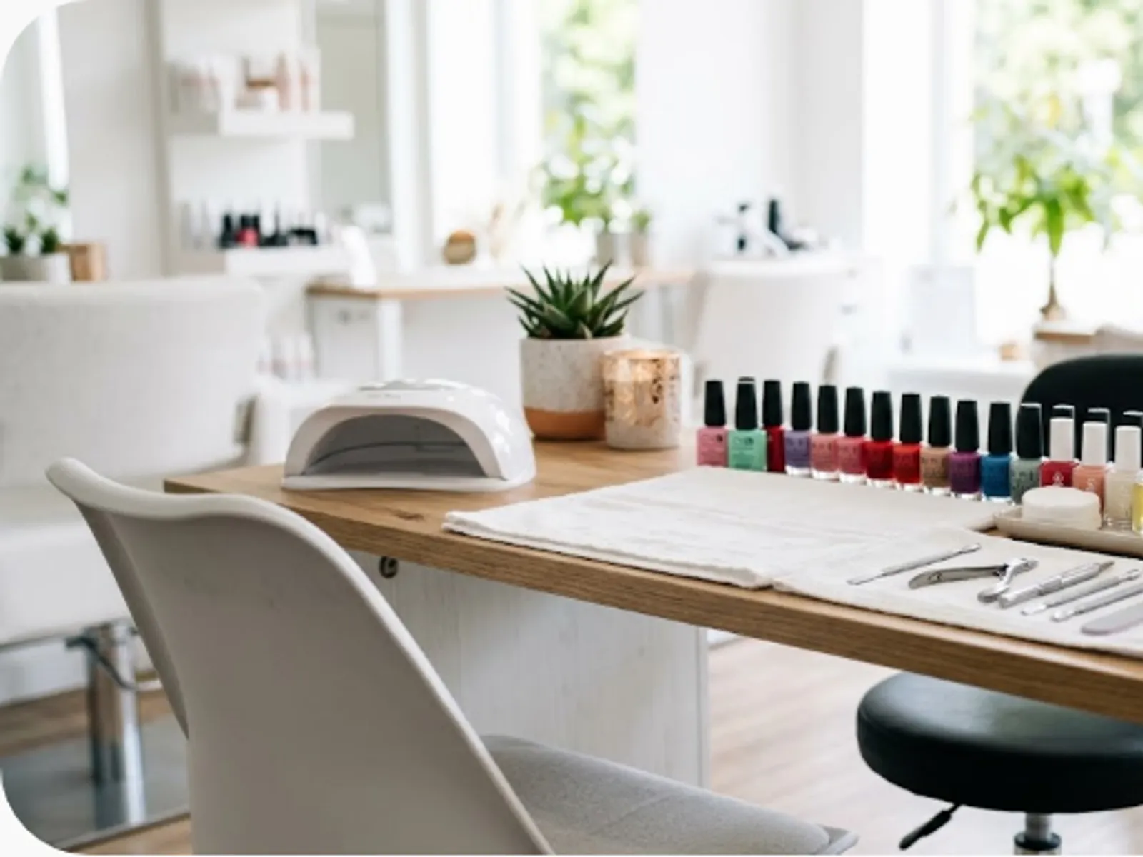 manicure and nail care detail in a bright studio