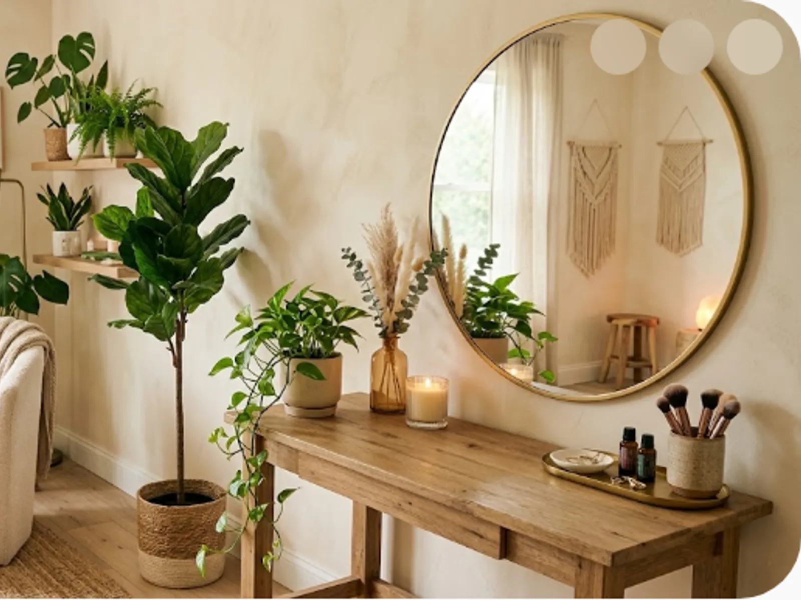 serene beauty studio corner with plants and soft decor