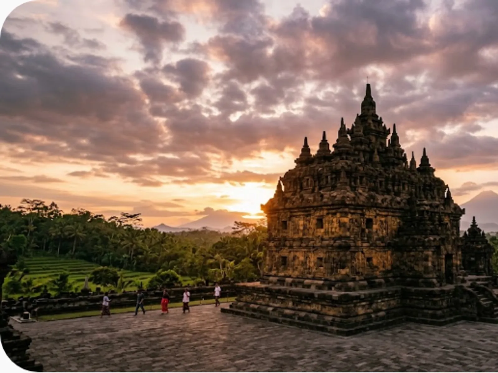 ancient stone temple at golden hour